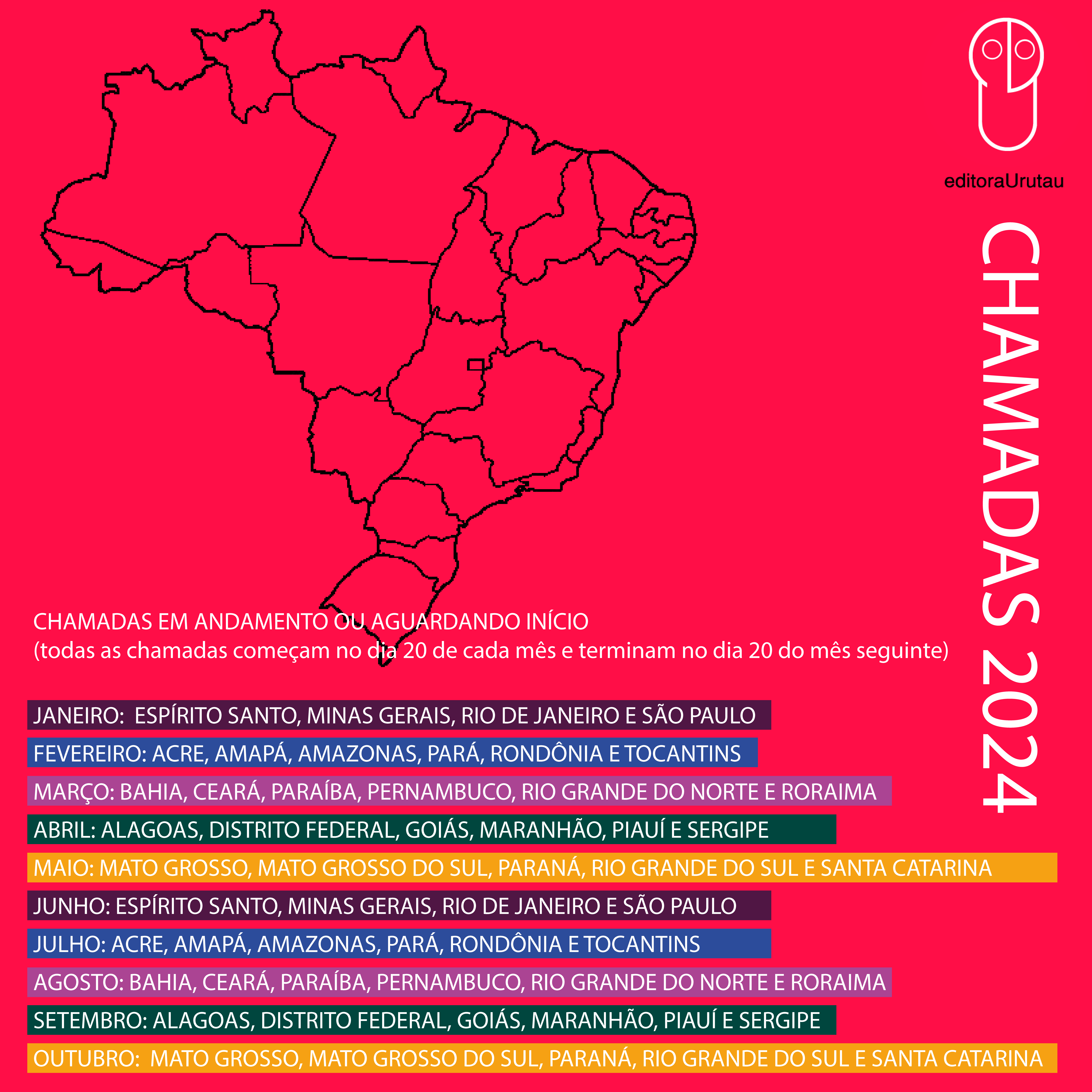 CALENDÁRIO DE CHAMADAS 2024 LITERATURA – BRASIL